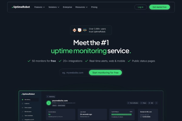 UptimeRobot – 免费网站与API监控服务
