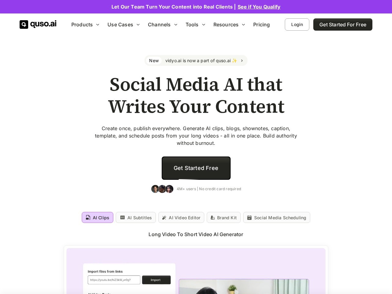 Vidyo.ai – AI驱动的视频编辑或内容创作平台