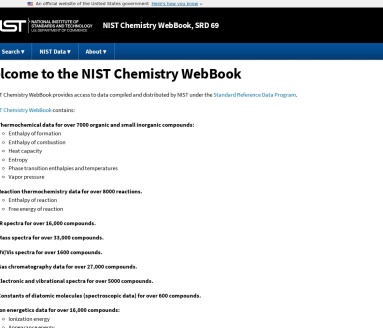 NIST Chemistry WebBook｜查物质性质和实验光谱