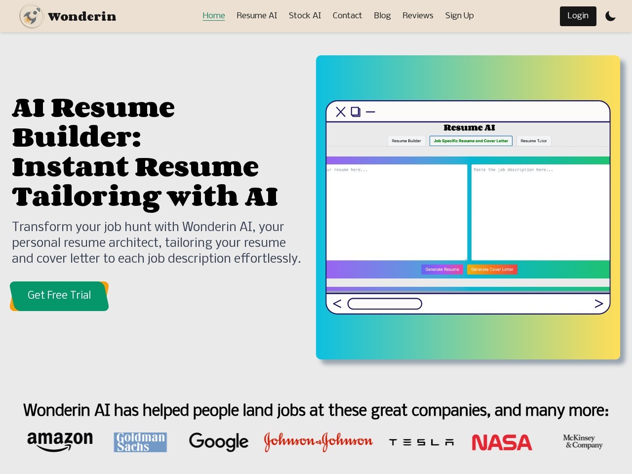 Wonderin – AI简历构建器