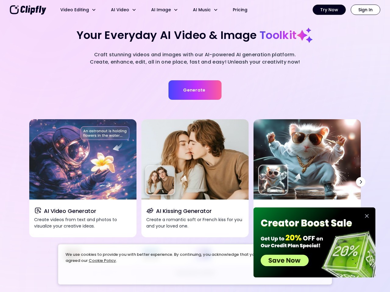 Clipfly – 一站式AI视频生成和剪辑平台