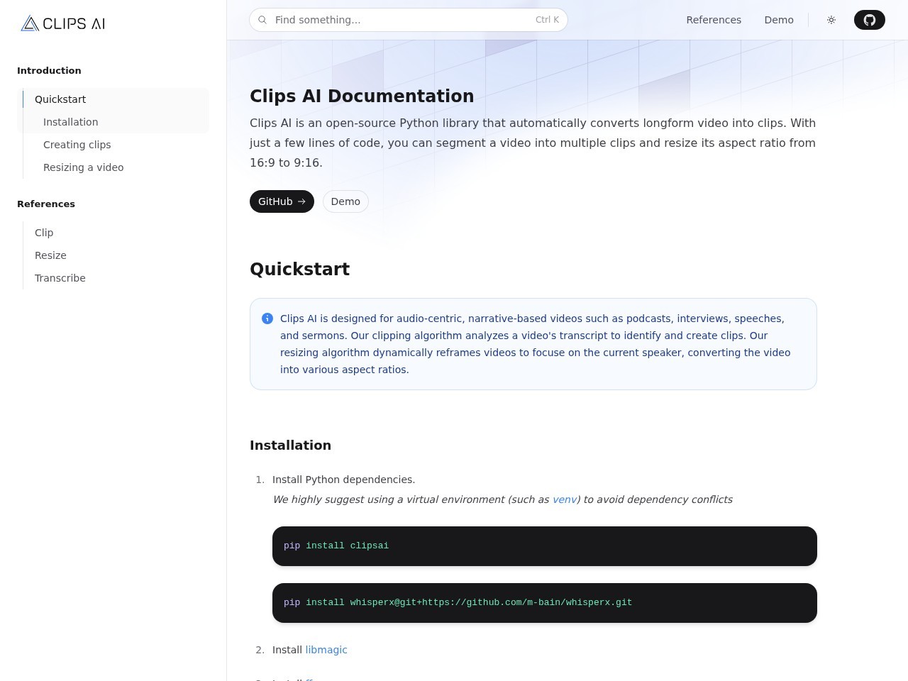 Clips AI – 自动将长篇视频转换成多个短视频片段