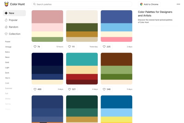 Color Hunt – 设计师与艺术家的精选配色方案