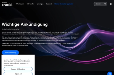 Crucial DE – DRAM、固态硬盘 (SSD) 和内存升级