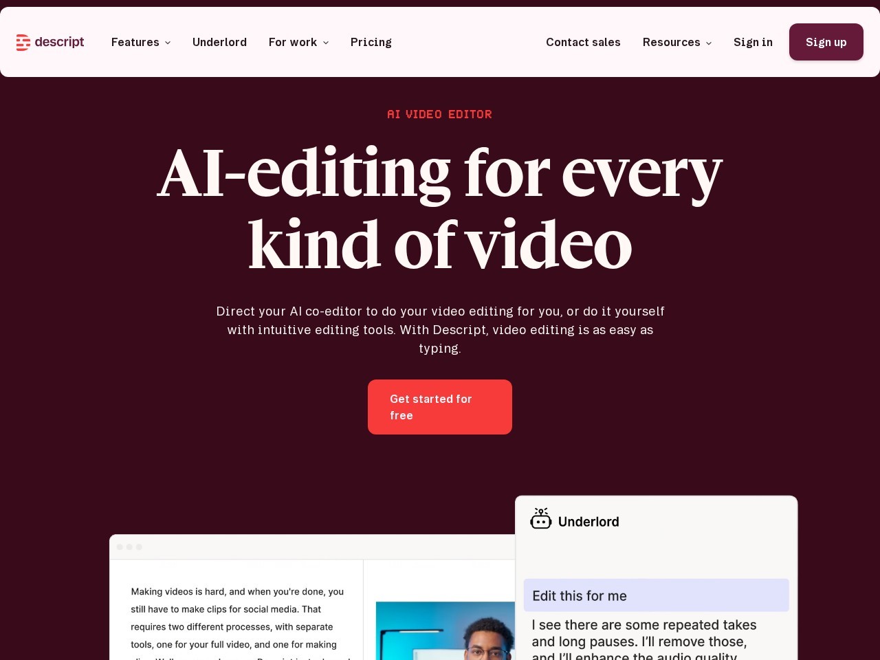 Descript – 编辑文档和幻灯片一样编辑视频