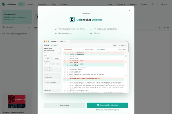 Diffchecker 在线文本与代码差异比较工具