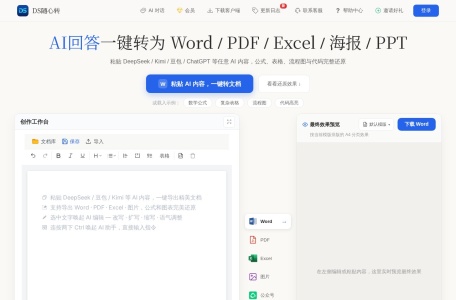 DS随心转 – AI回答一键转Word/PDF/Excel