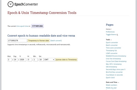 时间戳转换 (Unix-GMT，批量)