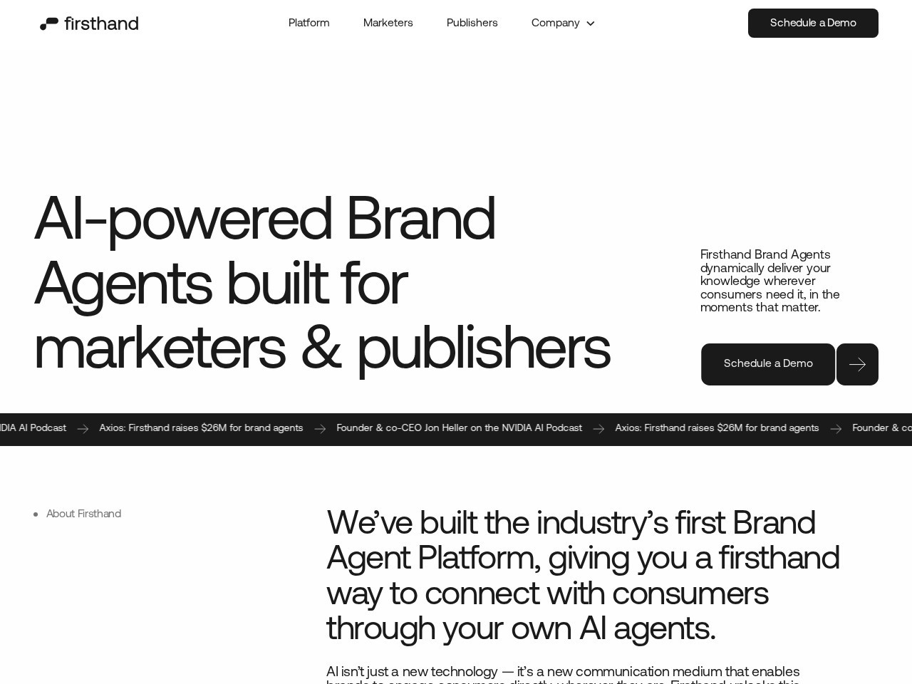 Firsthand AI – 为品牌和出版商打造的AI Agent平台