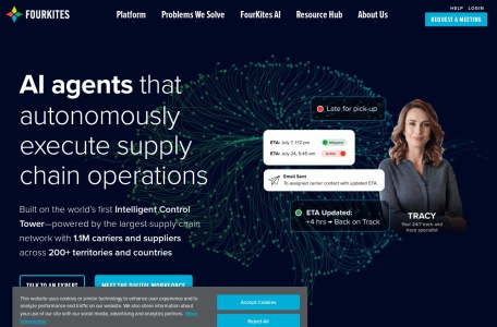 Fourkites 四旋翼_在线物流可视化和协作平台，帮助物流公司、运输商和货主实时地追踪货物运输信息，提供数据分析和预测功能，提高运输率和可靠性