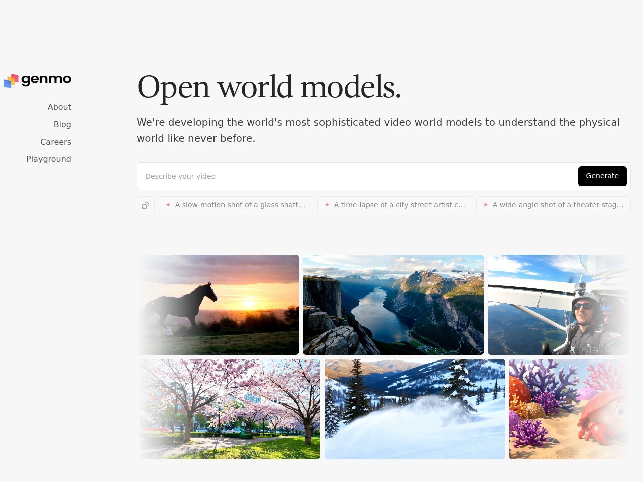 Genmo AI官网 – 创意副驾驶，制作视频、3D模型、图像、艺术作品