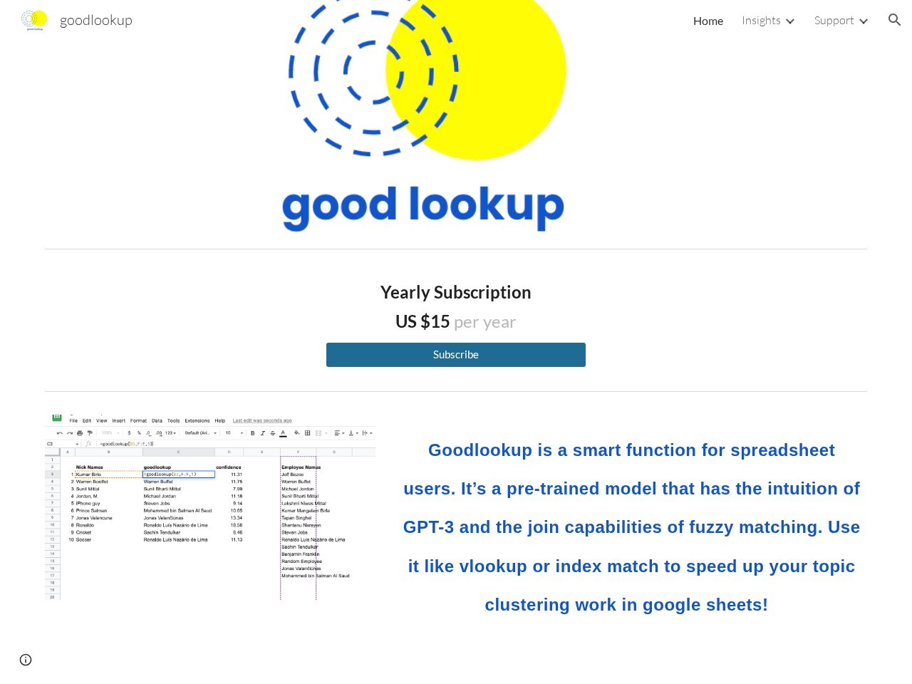 Goodlookup – 智能的电子表格
