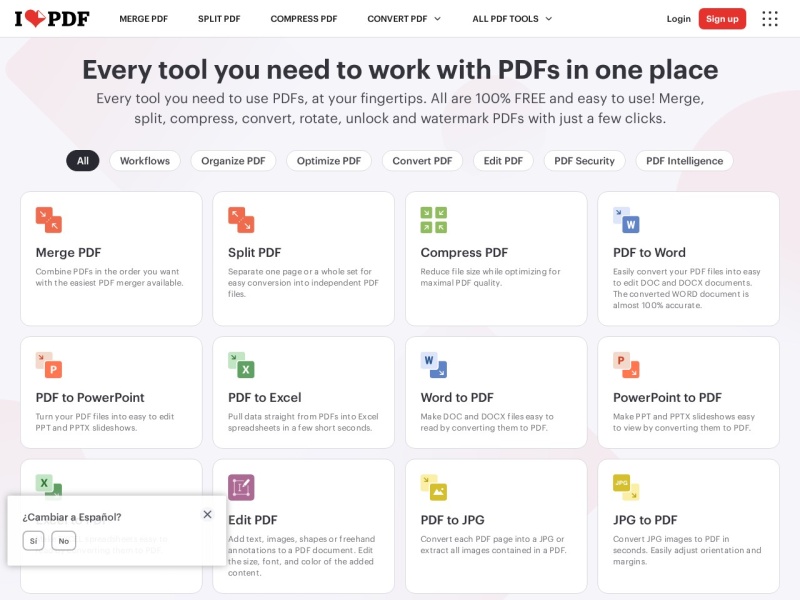 iLovePDF：一站式在线PDF处理工具