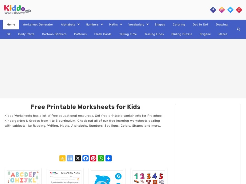 Kiddoworksheets | 幼儿园至二年级免费可打印习题资源