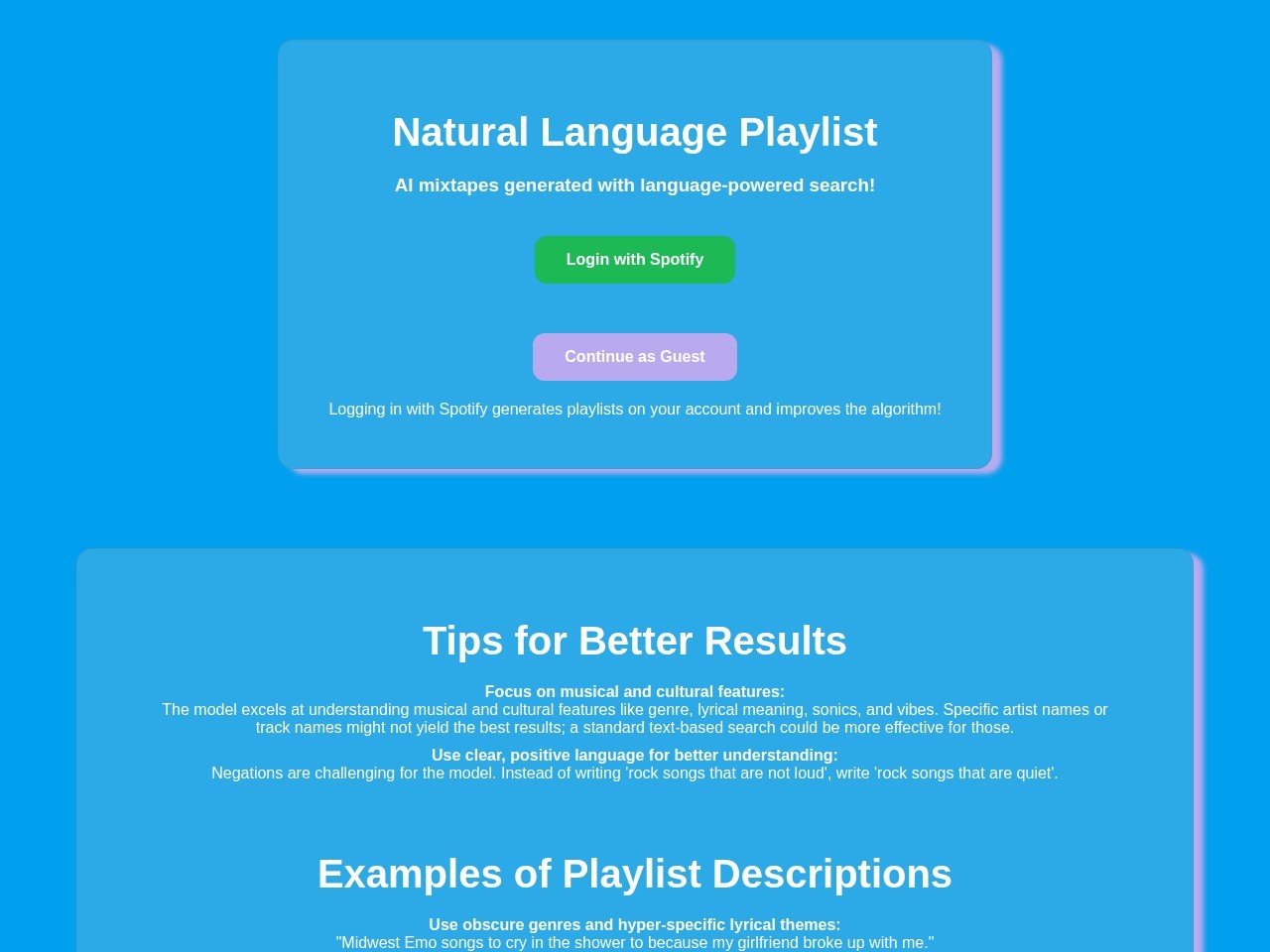 Natural Language Playlist
