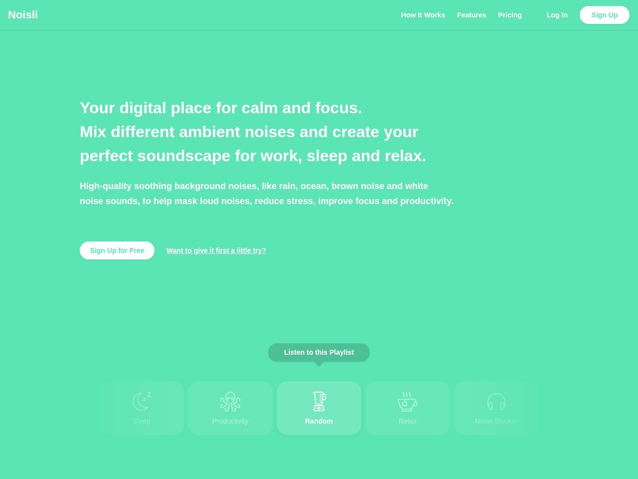 Noisli – 提供背景噪音和环境声音的平台