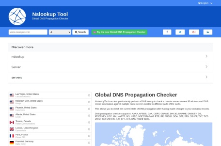 DNS传播检查_即时执行DNS查找来检查域名对于分布在世界不同地区的多个DNS服务器中的IP地址和DNS记录信息