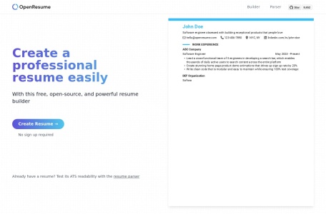 OpenResume(英文简历)