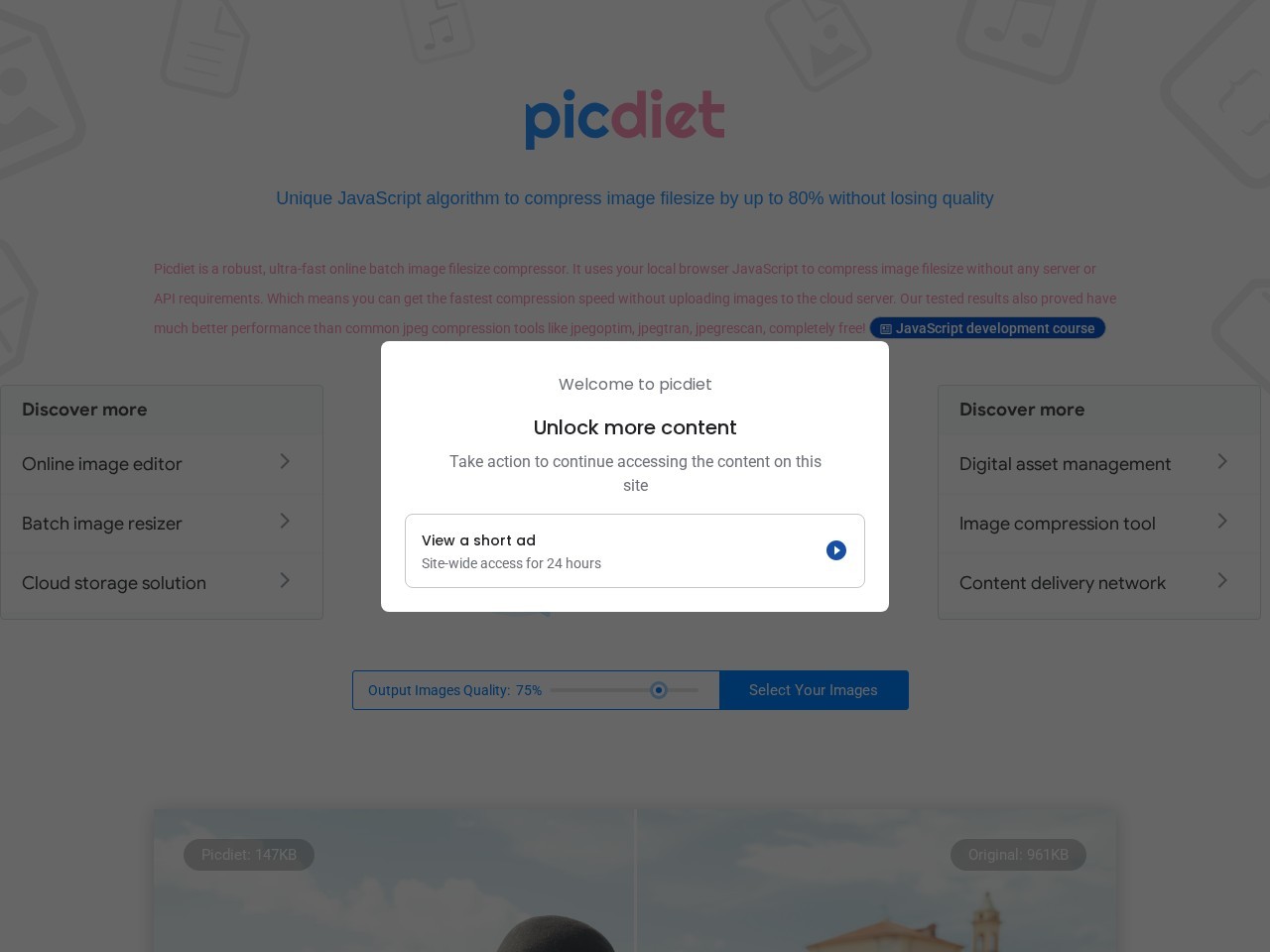 Picdiet - 极速的在线图片压缩80%图片体积