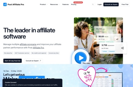 Post Affiliate Pro_通过个性化的佣金结构和设置，从上到下创建和管理自己的联属计划，可免费试用