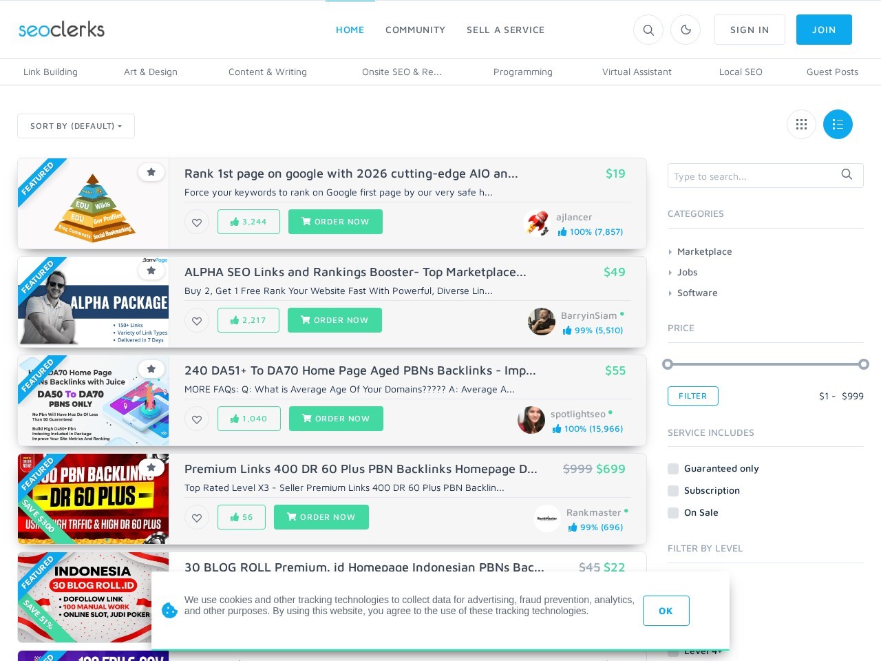 seoclerks-一个外链代发平台。