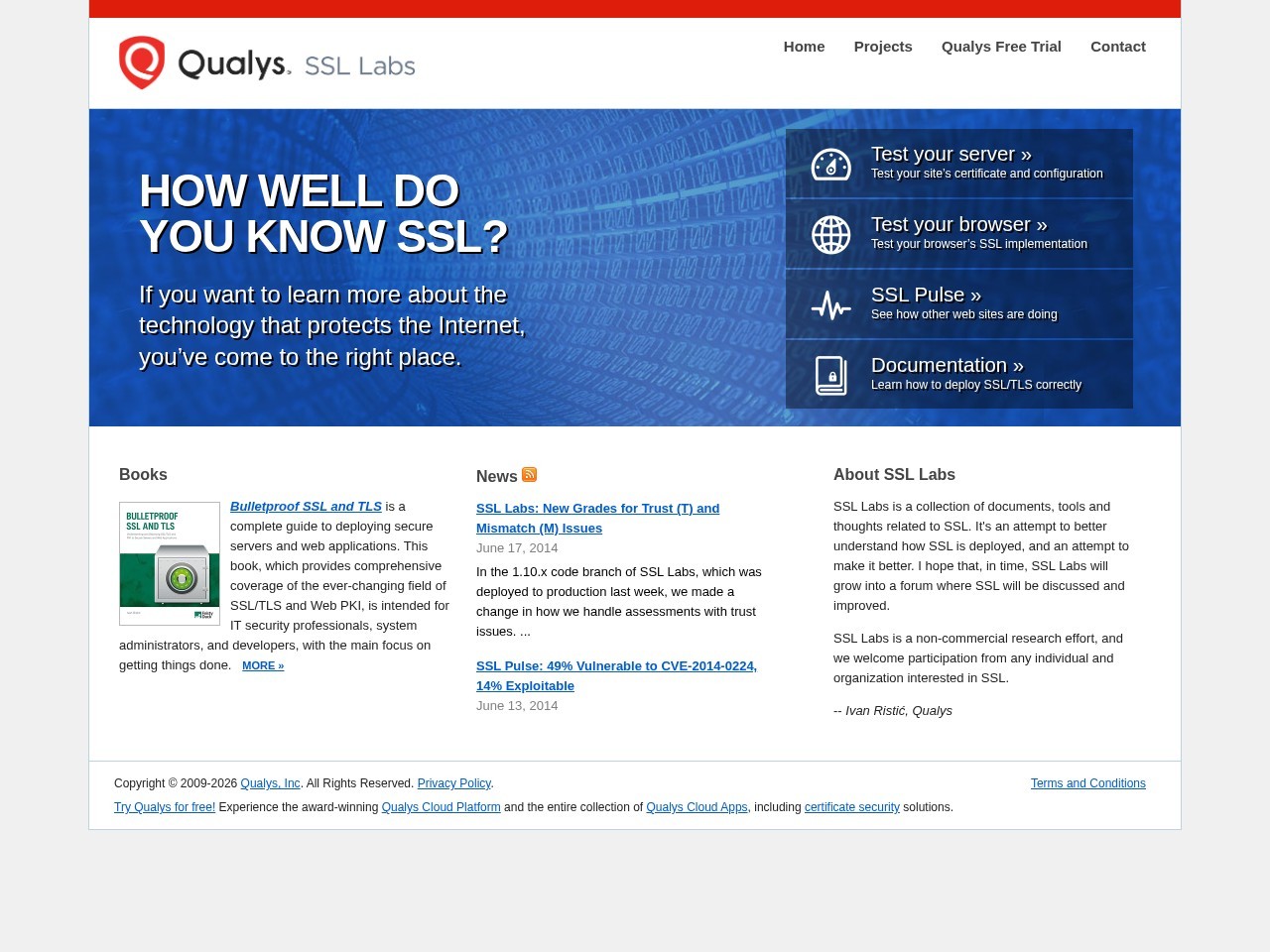 SSL证书检测（sslabs测试和评估平台)