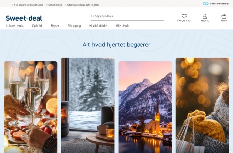 Sweetdeal_Sweetdeal 是丹麦最大的团购平台之一，主要市场是丹麦，提供各类团购优惠券和折扣套餐，涵盖了美食、旅行、健身、美容、娱乐等多个领域