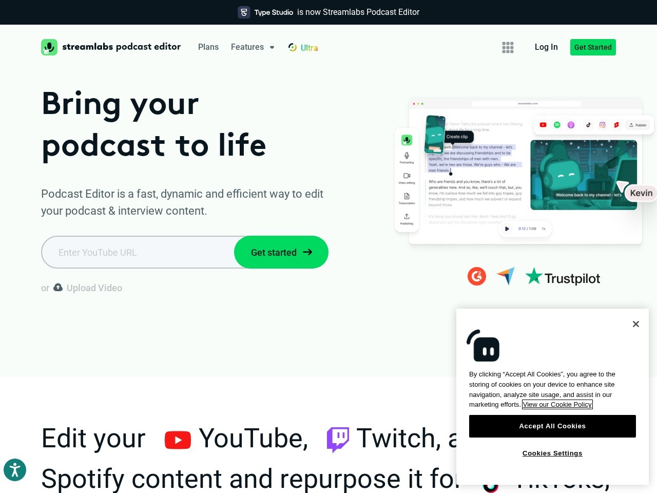 streamlabs podcast editor – 长篇播客转换成适合各种社交媒体平台的短视频片段