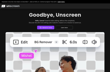 一键去除视频背景 – Unscreen