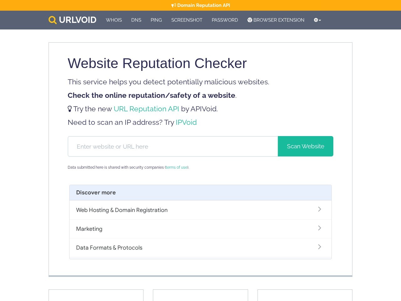 Urlvoid在线网站安全检测工具