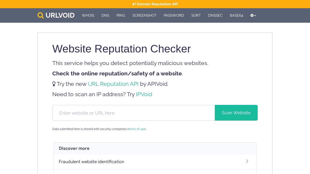 Urlvoid在线网站安全检测工具