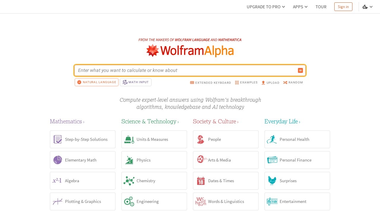 WolframAlpha（数学搜索引擎）